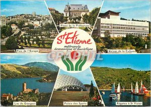 Postcard Moderne Saint Etienne (Loire) Park of Europe House of the Lake Grang...