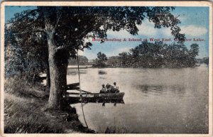 Boat Landing & Island at West End, Webster Lake IN Vintage Postcard V54