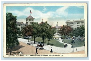 1919 Heming Park From Laura Street Looking North Jacksonville FL Postcard 