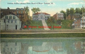 IL, Galena, Illinois, Galena Public Library, Bank Of River, Curteich No A-43858