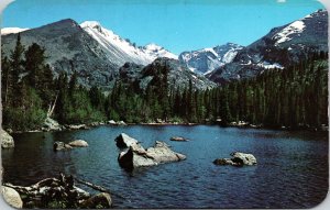 Bear Lake Longs Peak Glacier Gorge Rocky Mountain National Park CO Postcard VTG  