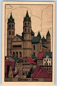 Rhineland-Palatinate Germany Postcard Cathedral of Worms c1940's Vintage