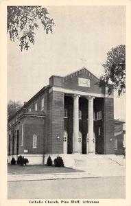 Pine Bluff Arkansas birds eye view Catholic Church antique pc Y11205 