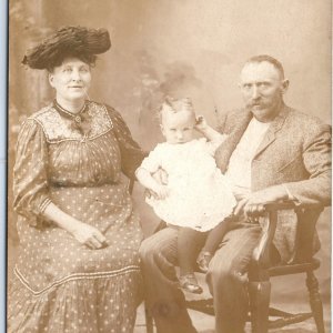 c1910s Binghamton, NY Cute Family RPPC Little Girl Real Photo Postcard A123