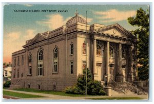 1953 Methodist Church Chapel Exterior Fort Scott Kansas Vintage Antique Postcard
