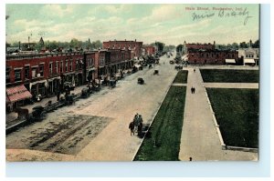 Main Street Rochester Indiana 1909 Lafayette Indiana Vintage Antique Postcard 
