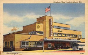 Greyhound Bus Terminal Akron, Ohio USA View Postcard Backing 