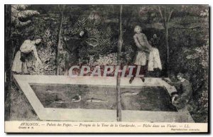 Old Postcard Avignon Popes' Palace Fresco of the Tower of the Wardrobe Fishin...