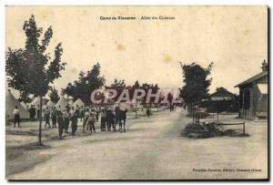 Old Postcard Militaria Camp of Sissonne Allee kitchens