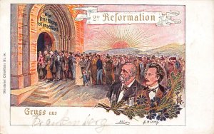 Germany Gruss aus Reformation People at Church Sunset Personality postcard C359