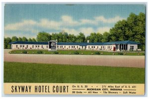 c1940's Skyway Hotel Court US 20 Michigan City Indiana IN Vintage Postcard