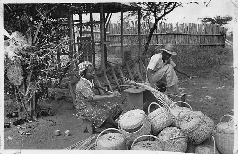 Curaçao N. W. I. Caribbean Island Basket Weaving Real Photo Postcard