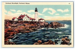 c1930's View Of Portland Headlight Lighthouse Portland Maine ME Vintage Postcard