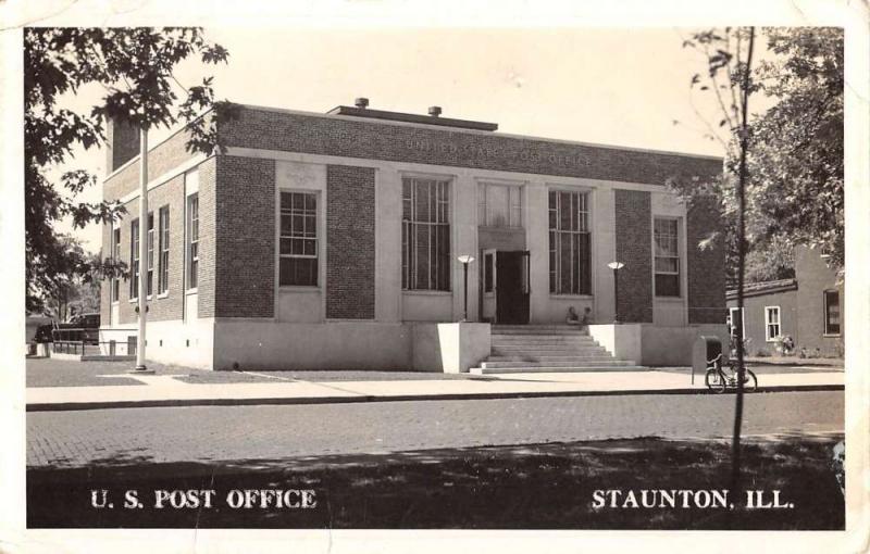 Staunton Illinois Post Office Real Photo Antique Postcard K54042