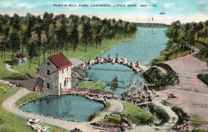 Vintage Postcard 1939 Pugh's Mill Waterwheel Park Lakewood Little Rock Arkansas