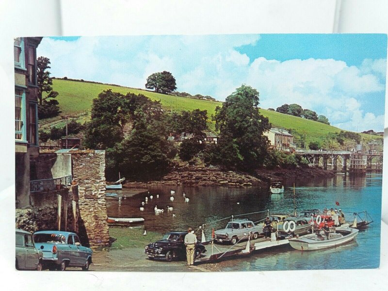 Vintage Postcard Fowey Ferry Unloading Vehicles at Bodinnick Cornwall 1960s