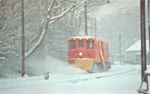 Snow Sweeper #S-36 Clears Main Line at Trolley Museum, EH CT Chrome Postcard