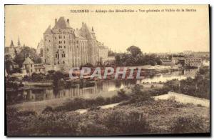 Old Postcard Solesmes Benedictine Abbey of General view and Vallee de la Sarthe