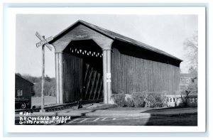 Covered Bridge Goffstown NH New Hampshire Real Photo RPPC Postcard (EZ1)