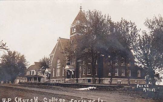 Iowa College Springs U P Church Real Photo RPPC
