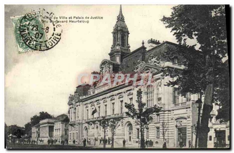 Old Postcard Tours L & # 39Hotel Hall and Courthouse Boulevard Heurteloup