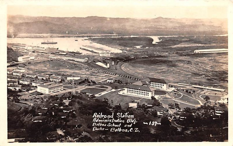 Railroad Station Balboa School Real Photo Panama Unused 