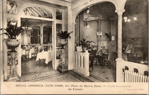 Vtg 1910s Hotel Londres New York Le Fumoir Paris France Postcard