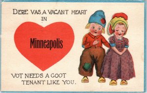 MINNEAPOLIS, MN Minnesota  Greetings from- DUTCH KID VALENTINE 1913 Postcard