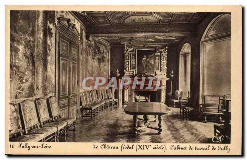 Sully sur Loire Old Postcard Chaetau feudal Sully working CAbunet