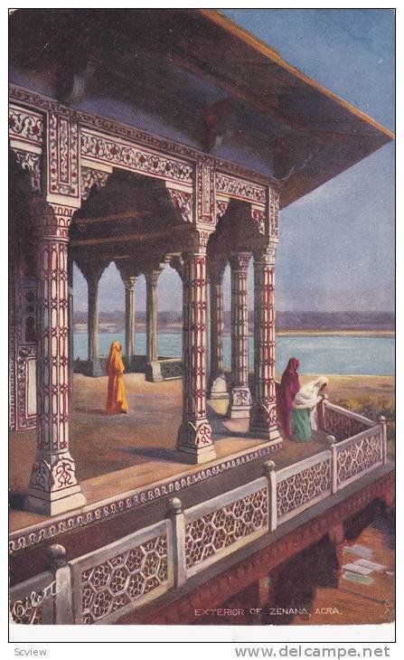 TUCK 7237, Women lounging , Exterior of Zenana, Agra, India, 00-10s