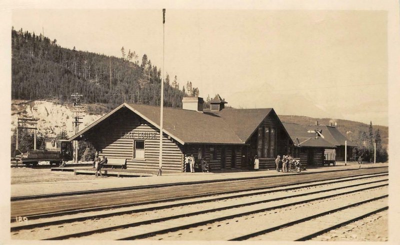 RPPC Canadian Pacific Railway LAKE LOUISE Railroad Depot c1920s Vintage Postcard