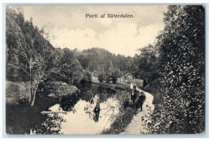 c1910 River Small Pathway Parti af Saterdalen Sweden Unposted Antique Postcard
