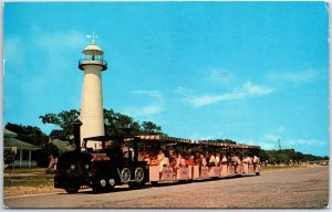 VINTAGE POSTCARD THE SHRIMP TOUR TRAIN AT BIOLXI MISSISSIPPI POSTED 1961