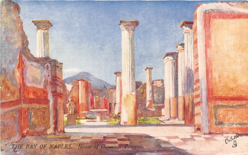 House of Olconius Pompeii Bay of Naples Italy 1910c Tuck Oilette postcard