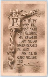 Arts and Crafts FROM HAPPY DAWN  VALENTINE Verse 1912 Gibson Art Postcard