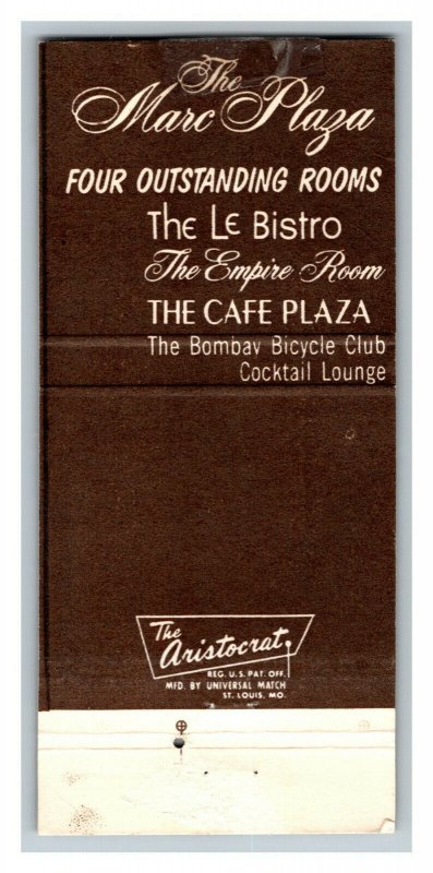 The Marc Plaza Hotel Milwaukee Wisconsin Vintage Matchbook Cover #2 