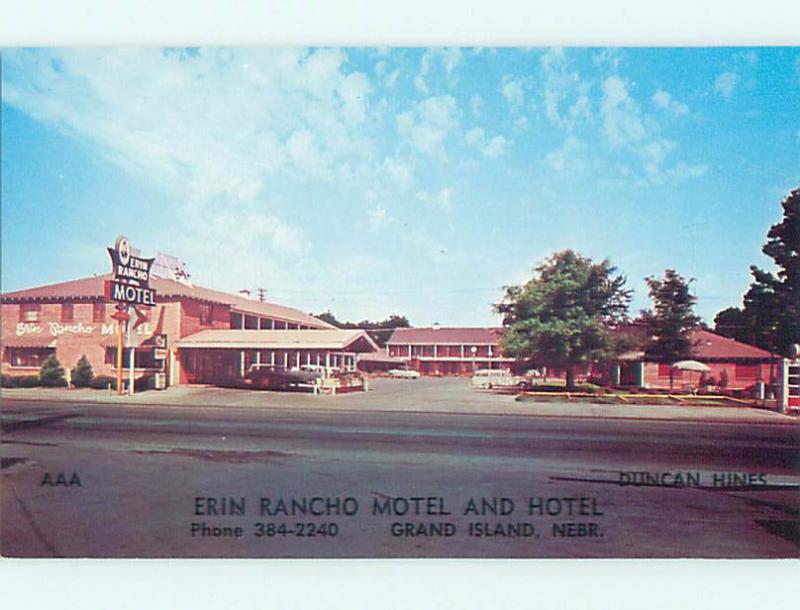 Unused Pre-1980 OLD CARS & ERIN RANCHO MOTEL Grand Island Nebraska NE u6719-12