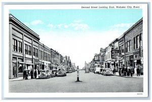 c1920's Webster City Iowa Second Street Business District Classic Car Postcard