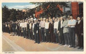 Great Lakes Illinois Naval Training Station Recruits Antique Postcard K78122