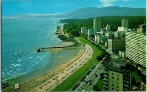 Aerial View Postcard English Bay Stanley Park Vancouver, BC at Lowtide Canada