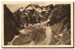 Old Postcard The Alps Picturesque Massif du Pelvoux Language Glacier Terminal...