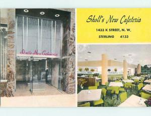 Unused 1950's SCHOLL'S CAFETERIA in STERLING VIRGINIA VA Washington DC v7986@