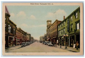 c1940's Business Section Main Street Yarmouth Nova Scotia Canada Postcard