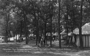 Lake Geneva Wisconsin c1910 RPPC Real Photo Postcard YMCA Camp Tents Trees
