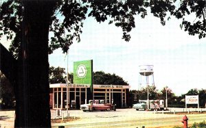 Abilene KS Cities Service Gas Station Eisenhower Museum Old Cars Postcard