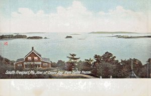SOUTH FREEPORT MAINE~VIEW OF CASCO CASTLE BAY FROM CASTLE PIAZZA~1900s POSTCARD