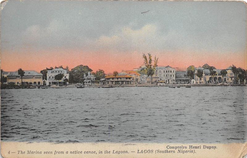 B86486  lagos the marina seen from a native canoe lagoon  nigeria africa