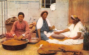 Peasants Grinding Corn Israel Postcard