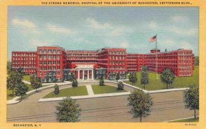 Strong Memorial Hospital University Rochester New York 1940s linen postcard