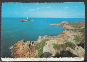 Channel Islands Postcard - Rocks & Lighthouse, Corbiere, Jersey    RR5776